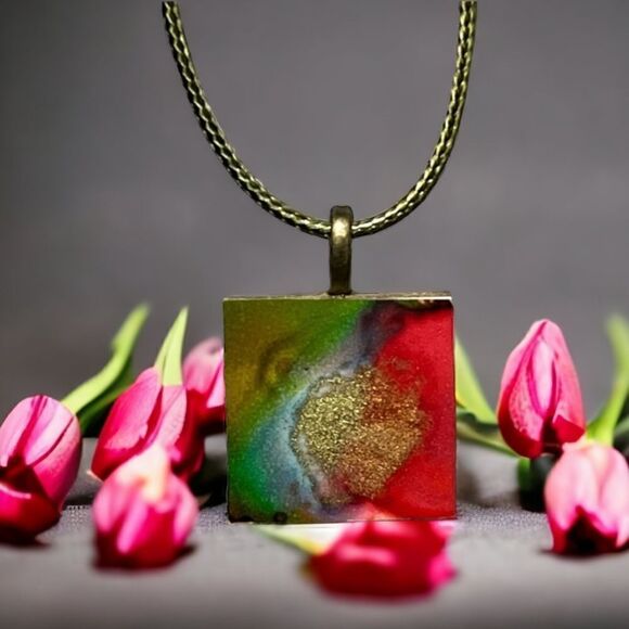 HANDCRAFTED Painted Pendant Necklace - Picture 4 of 6